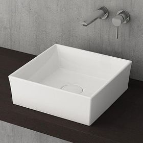 Bocchi Vessel Kare Tezgah Üstü 38 cm Parlak Beyaz Lavabo