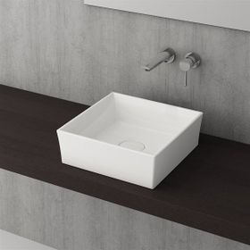 Bocchi Vessel Kare Tezgah Üstü 38 cm Parlak Beyaz Lavabo