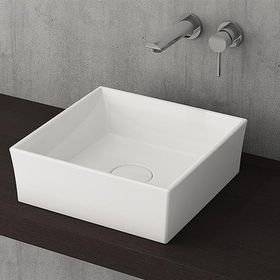 Bocchi Vessel Kare Tezgah Üstü 38 cm Parlak Beyaz Lavabo