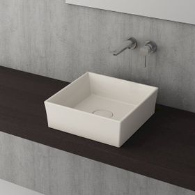 Bocchi Vessel Kare Tezgah Üstü 38 cm Parlak Bisküvi Lavabo