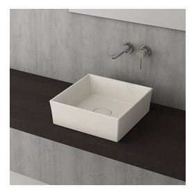 Bocchi Vessel Kare Tezgah Üstü 38 cm Parlak Bisküvi Lavabo