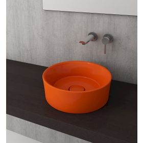 Bocchi Vessel Kare Tezgah Üstü 38 cm Parlak Turuncu Lavabo