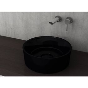 Bocchi Vessel Yuvarlak 38 cm Parlak Siyah Lavabo