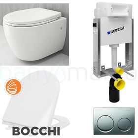 BOCCHI XL 1167-001-0128-GBRT-K-SET Asma Parlak Beyaz Klozet Geberit Gömme Rezervuar Seti