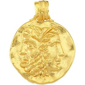 Bodhita Janus Bronz Üzeri 24 Ayar Altın Kaplama Kolye Ucu