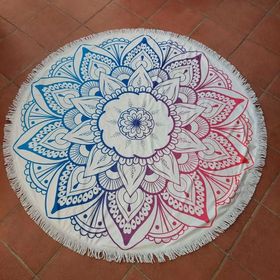 Bodrum Havlu Mandala 150 cm Yuvarlak Plaj Havlusu