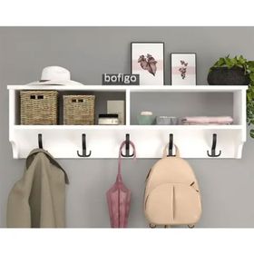 Bofigo 120 cm Beyaz Raflı Duvar Elbise Askılığı Portmanto