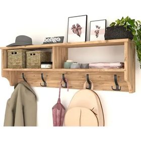 Bofigo 120 cm Çam Raflı Duvar Elbise Askılığı Portmanto