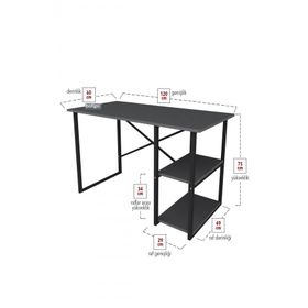 Bofigo 2 Raflı Çok Amaçlı Çalışma Masası + 5 Raflı Antrasit Metal Kitaplık