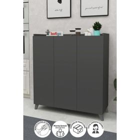 Bofigo 3 Kapaklı Antrasit Çok Amaçlı Mutfak Banyo Dolap Ayakkabılık