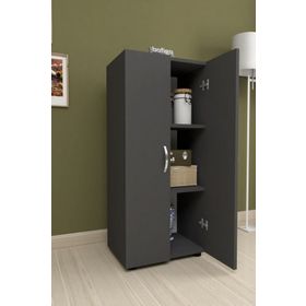 Bofigo 3 Raflı 2 Kapaklı Antrasit Çok Amaçlı Mutfak Banyo Dolabı