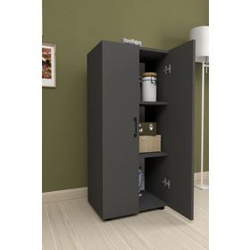 Bofigo 3 Raflı 2 Kapaklı Antrasit Çok Amaçlı Mutfak Banyo Dolabı