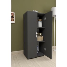Bofigo 3 Raflı 2 Kapaklı Antrasit Çok Amaçlı Mutfak Banyo Dolabı