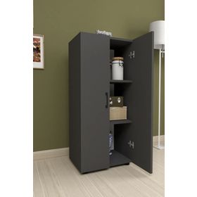 Bofigo 3 Raflı 2 Kapaklı Antrasit Çok Amaçlı Mutfak Banyo Dolabı