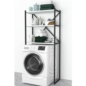 Bofigo 3 Raflı Beyaz Banyo Çamaşır Makinası Üstü Düzenleyici Metal Raf