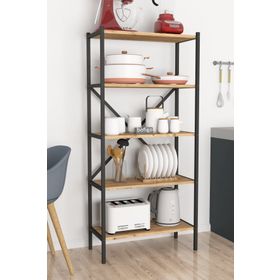Bofigo 5 Raflı Çam Mutfak Mikrodalga Baharatlık Düzenleyici Metal Raf