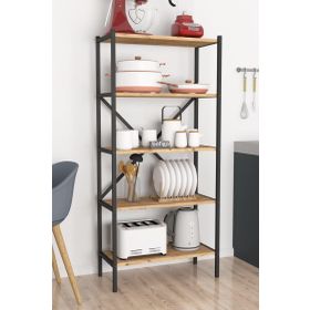 Bofigo 5 Raflı Çam Mutfak Mikrodalga Baharatlık Düzenleyici Metal Raf