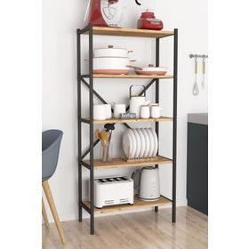 Bofigo 5 Raflı Çam Mutfak Mikrodalga Baharatlık Düzenleyici Metal Raf