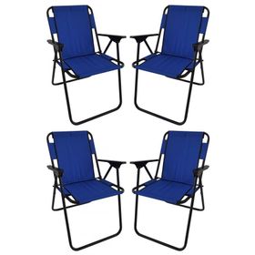 Bofigo 60x80 cm Çam Desenli Katlanır Masa + Katlanır Mavi 4 Adet Sandalye Kamp Seti