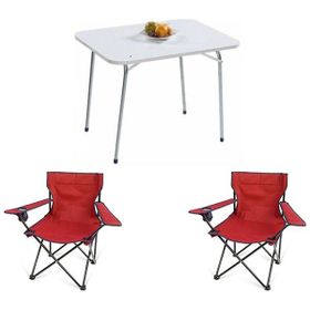 Bofigo 60x80 Katlanır Masa + 2 Adet Kırmızı Kamp Sandalyesi