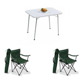 Bofigo 60x80 Katlanır Masa + 2 Adet Yeşil Kamp Sandalyesi