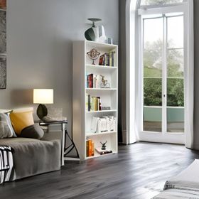 Bofigo Beyaz 5 Raflı Dekoratif Modern Kitaplık