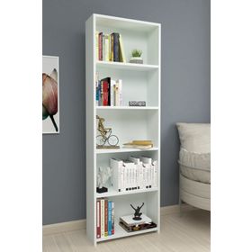 Bofigo Beyaz 5 Raflı Dekoratif Modern Kitaplık