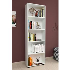 Bofigo Beyaz 5 Raflı Dekoratif Modern Kitaplık