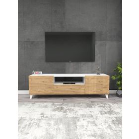 Bofigo Beyaz Çam Düşer Kapaklı TV Ünite Sehpası