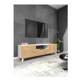 Bofigo Beyaz Çam Düşer Kapaklı TV Ünite Sehpası