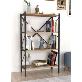 Bofigo BFG-KTP-04 Dekoratif 4 Raflı Metal Çam Kitaplık