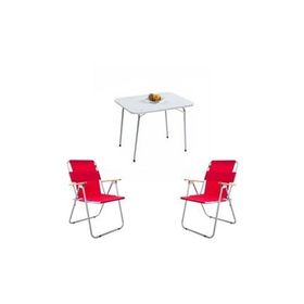 Bofigo BFGBM+2S 2+1 Kırmızı 60X80 cm Masa Sandalye Kamp Seti