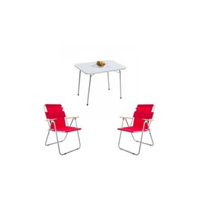 Bofigo BFGBM+2S 2+1 Kırmızı 60X80 cm Masa Sandalye Kamp Seti