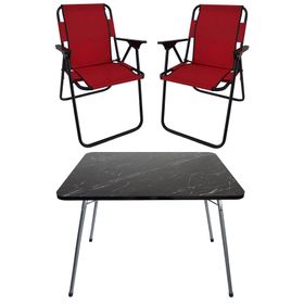 Bofigo BFGBM+2S 2+1 Kırmızı 60X80 cm Masa Sandalye Kamp Seti