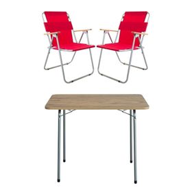 Bofigo BFGBM+2S 2+1 Kırmızı 60X80 cm Masa Sandalye Kamp Seti