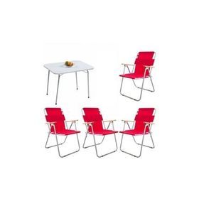 Bofigo BFGBM+4S 4+1 Kırmızı 60X80 cm Masa Sandalye Kamp Seti