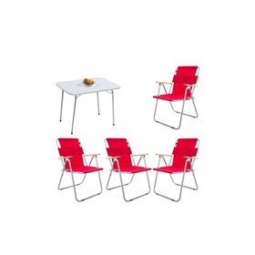 Bofigo BFGBM+4S 4+1 Kırmızı 60X80 cm Masa Sandalye Kamp Seti