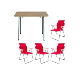 Bofigo BFGBM+4S 4+1 Kırmızı 60X80 cm Masa Sandalye Kamp Seti
