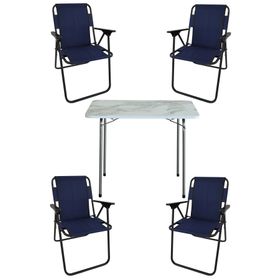 Bofigo BFGBM+4S 4+1 Lacivert 60X80 cm Masa Sandalye Kamp Seti