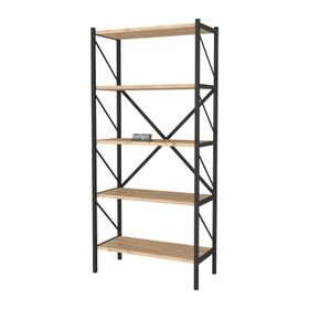 Bofigo Dekoratif 5 Raflı Metal Çam Kitaplık