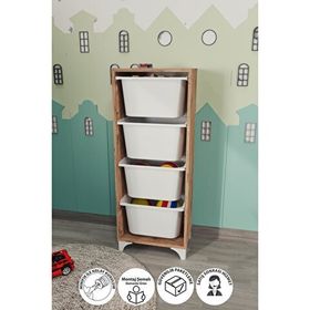 Bofigo Dora Çam 4 Sepetli Oyuncak Dolabı