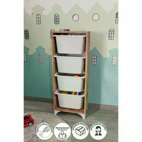 Bofigo Dora Çam 4 Sepetli Oyuncak Dolabı