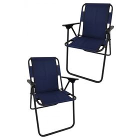 Bofigo Katlanır Beyaz 60x80 cm Masa + Katlanır Lacivert 2 Adet Sandalye Kamp Seti