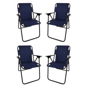 Bofigo Katlanır Beyaz 60x80 cm Masa + Katlanır Lacivert 4 Adet Sandalye Kamp Seti