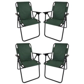 Bofigo Katlanır Beyaz 60x80 cm Masa + Katlanır Yeşil 4 Adet Sandalye Kamp Seti