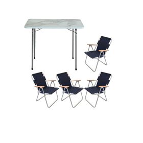 Bofigo Katlanır Efes 60x80 cm Masa + Katlanır Lacivert 4 Adet Sandalye Kamp Seti