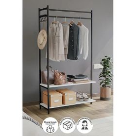 Bofigo Konfeksiyon Askısı Elbise Raflı Jüpiter Beyaz Ayaklı Askılık