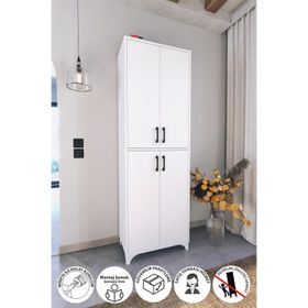 Bofigo Nehir Beyaz Dolap 4 Kapaklı 6 Bölmeli Mutfak Dolabı