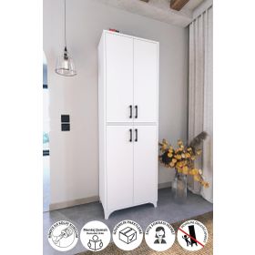 Bofigo Nehir Beyaz Dolap 4 Kapaklı 6 Bölmeli Mutfak Dolabı