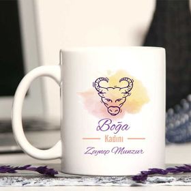 Boğa Burcu Baskılı Seramik Kupa Bardak
